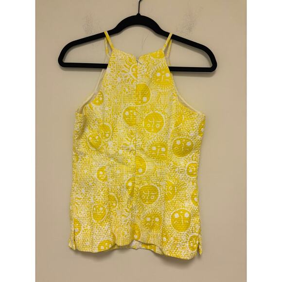 Lilly Pulitzer Rare Annabelle Halter Top Cotton Yellow White Embroidered 44 - Picture 4 of 6